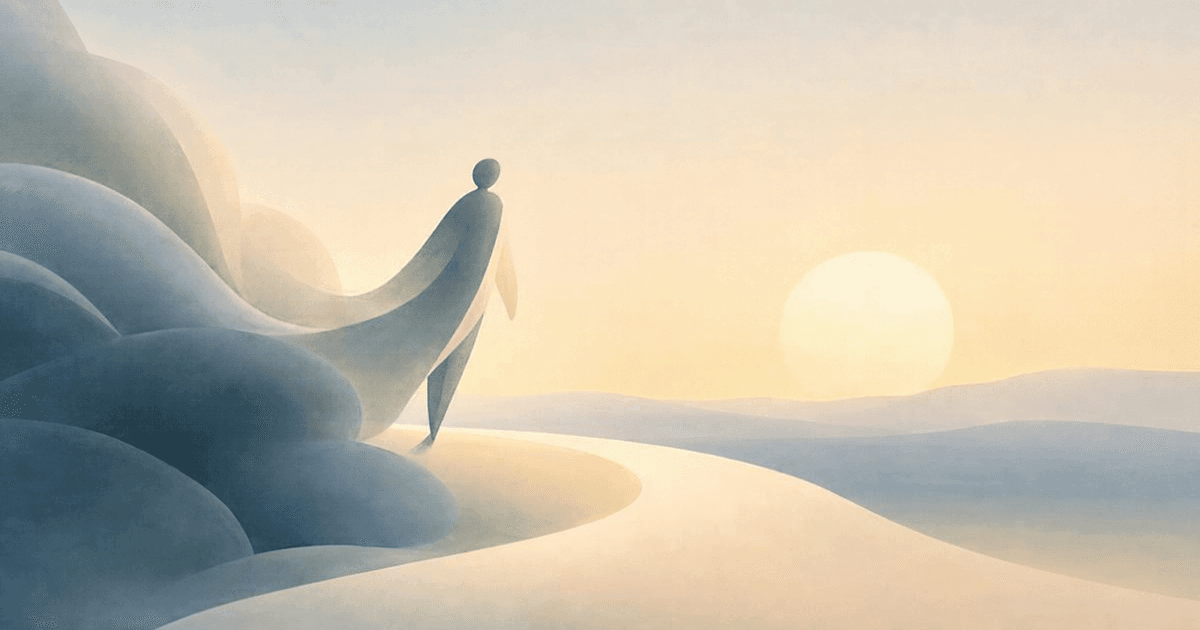 Autonomous figure moving out of mist